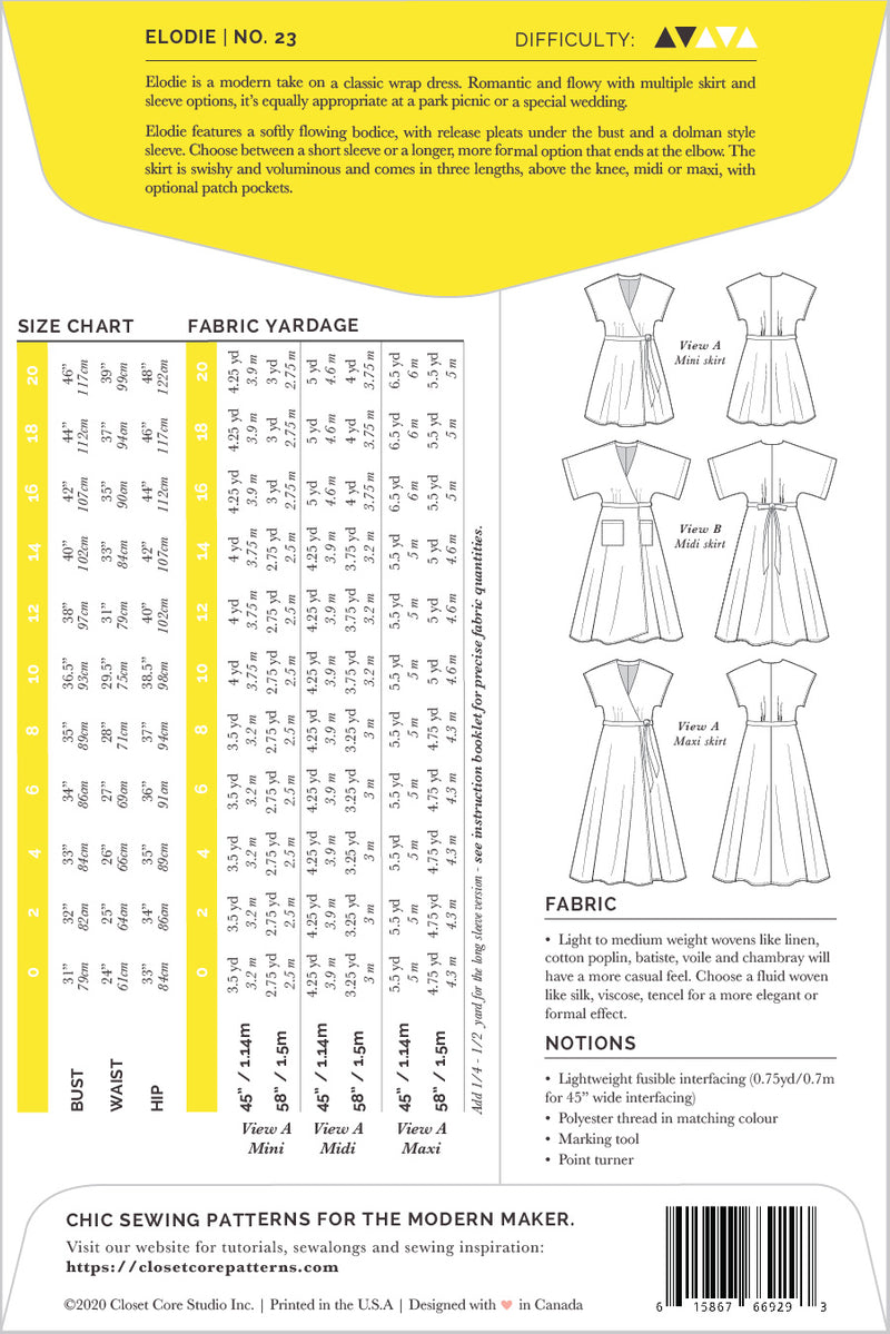 Elodie Wrap Dress Pattern by Closet Core