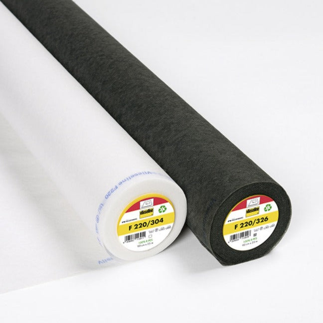 Vilene/Vlieseline - F220 Lightweight Fusible Interfacing - White or Charcoal - Priced per metre