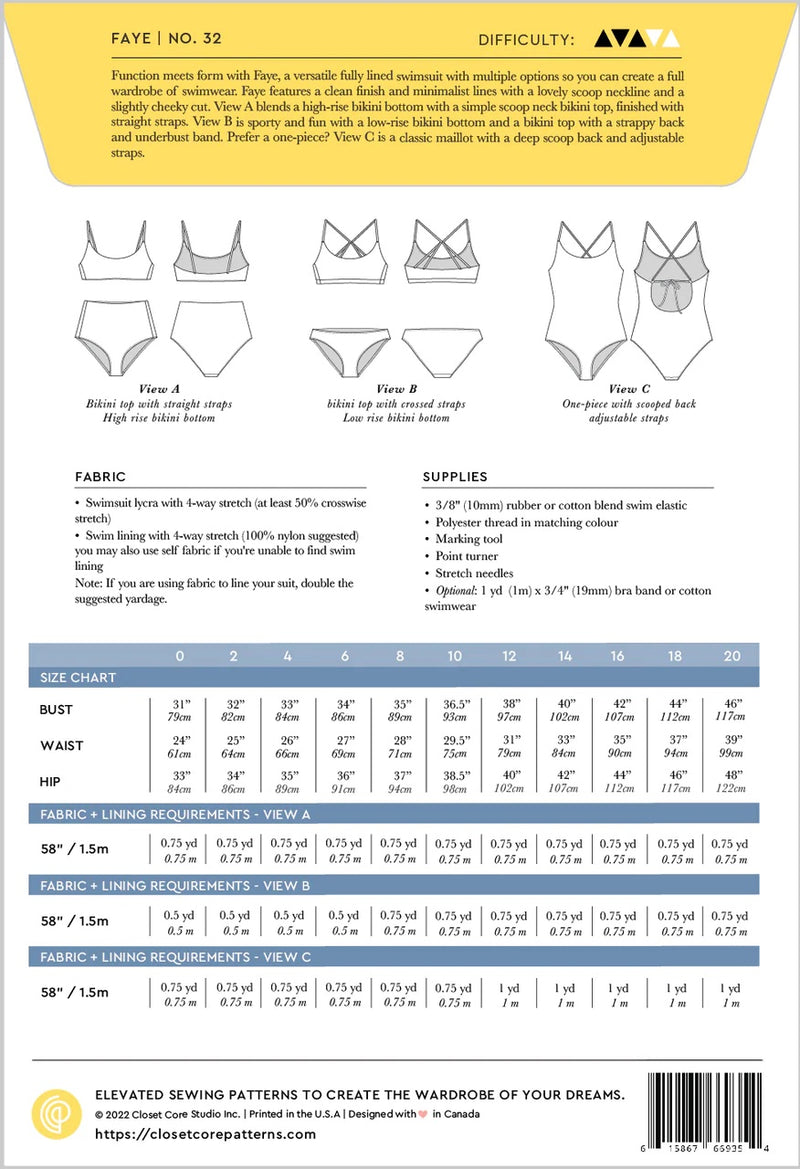 Faye Swimsuit by Closet Core Patterns