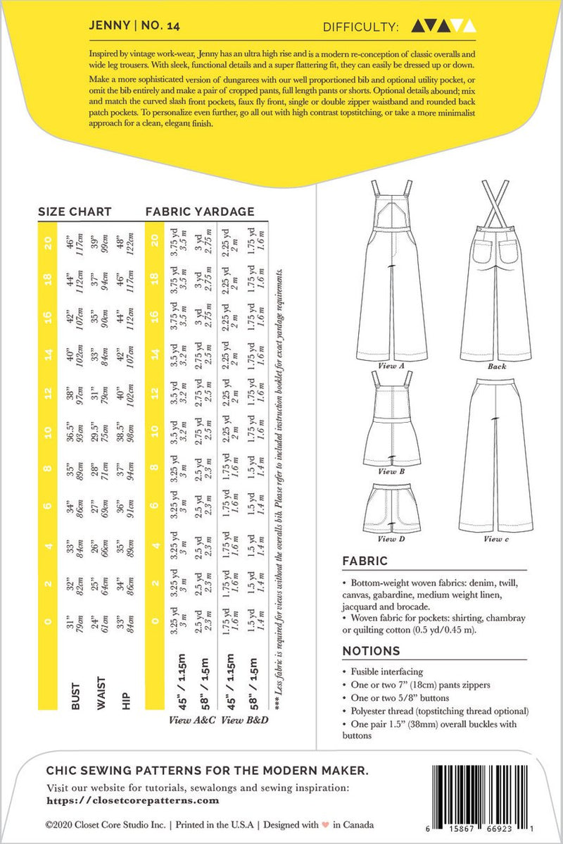 Jenny Overalls and Trousers Pattern by Closet Core