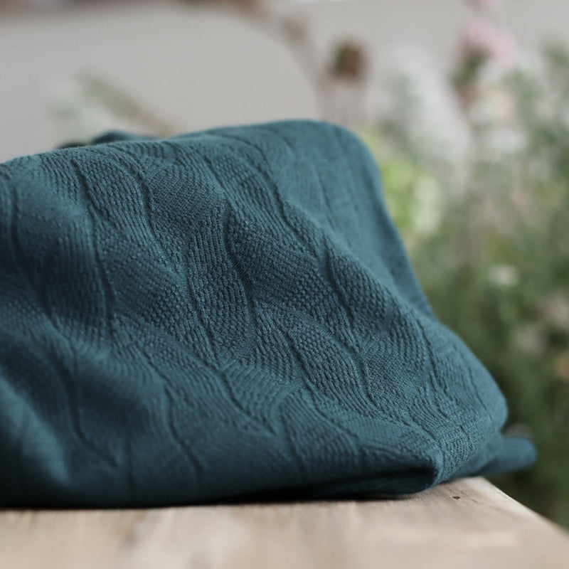 Organic Leaf Jacquard - Bottle Green - 0.5 metre