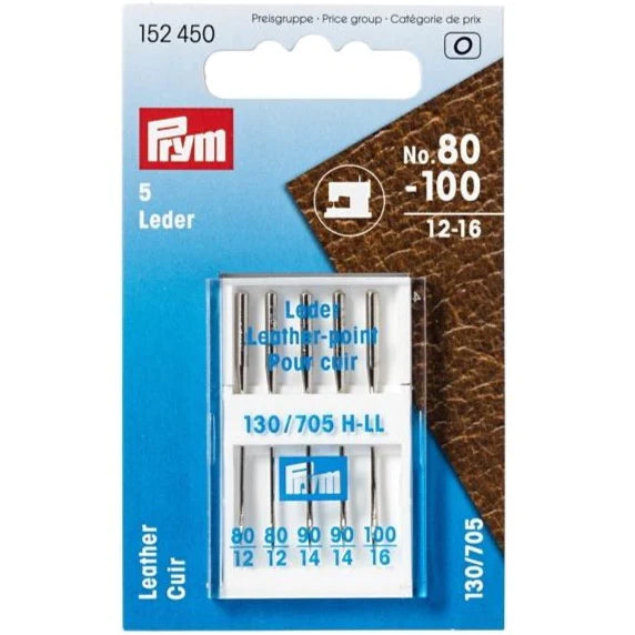 Prym Leather Sewing Machine Needles, Assorted, Pack of 5