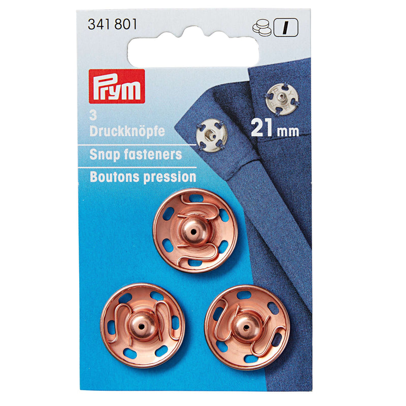 Prym Sew-on Snap Fasteners - Rose Gold - 21mm