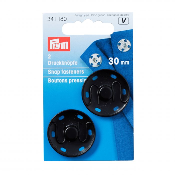 Prym Sew-on Snap Fasteners - Black - 30mm