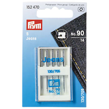 Prym Jeans Sewing Machine Needles, 130/705 90/14, Pack of 5