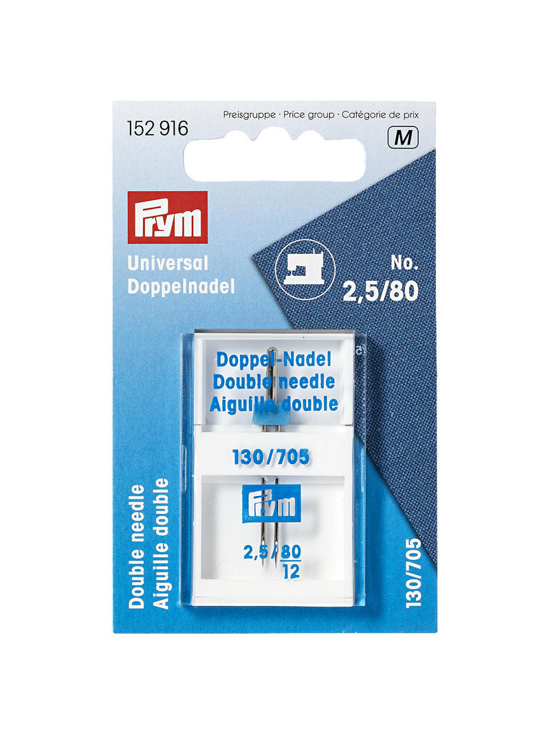 Prym Universal Twin Sewing Machine Needle, Size 80