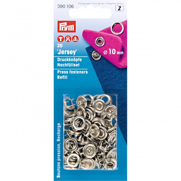 Prym Press Fasteners Jersey Refill Pack - Silver - 10mm