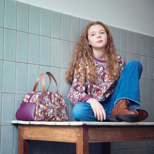 See you at Six - Flower Wealth - Cotton Canvas Gabardine Twill - Nocturne Purple - Priced per 0.5 metre