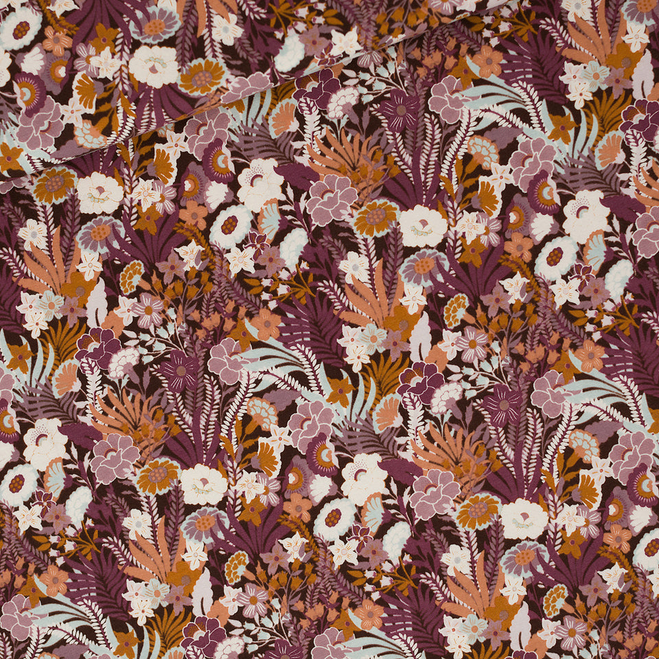 See you at Six - Flower Wealth - French Terry - Nocturne Purple - Priced per 0.5 metre