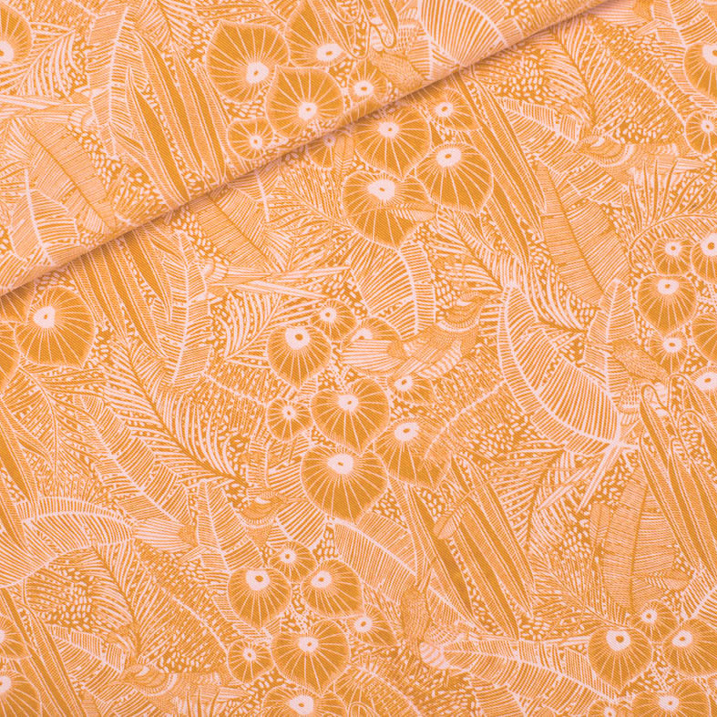 See you at Six - Foliage Song - Cotton Canvas Gabardine Twill - Amber Yellow - Priced per 0.5 metre