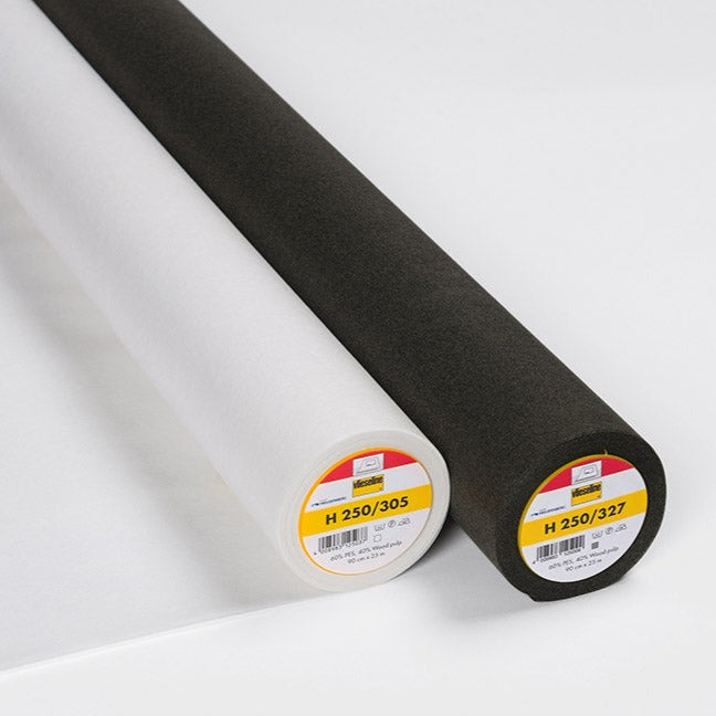 Vilene/Vlieseline - H250 Medium Weight Fusible Interfacing - White or Black - Priced per metre