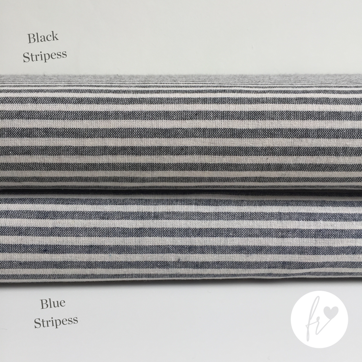 Woven Recycled Eco-Fabric - Stripes - Black & Blue