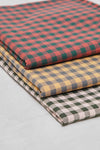 Organic Cotton Oxford Gingham - Bottle Green/Coral Red - Priced per 0.5 metre