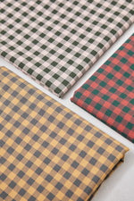 Organic Cotton Oxford Gingham - Bottle Green/Coral Red - Priced per 0.5 metre