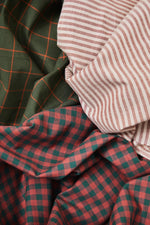 Organic Cotton Oxford Gingham - Bottle Green/Coral Red - Priced per 0.5 metre