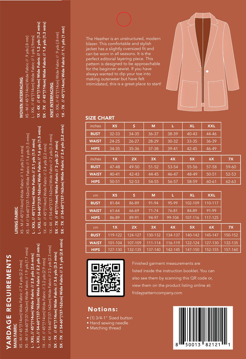 The Heather Blazer by Friday Pattern Co.