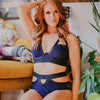 Galina Bra Sewing Kit - Navy Blue Flock Dot + Black