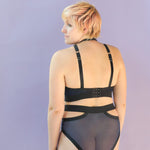 Galina Bra Sewing Kit - Navy Blue Flock Dot + Black
