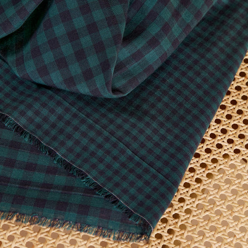 Gingham Night Forest Gauze Fabric - Atelier Brunette - Price per 0.5 metre