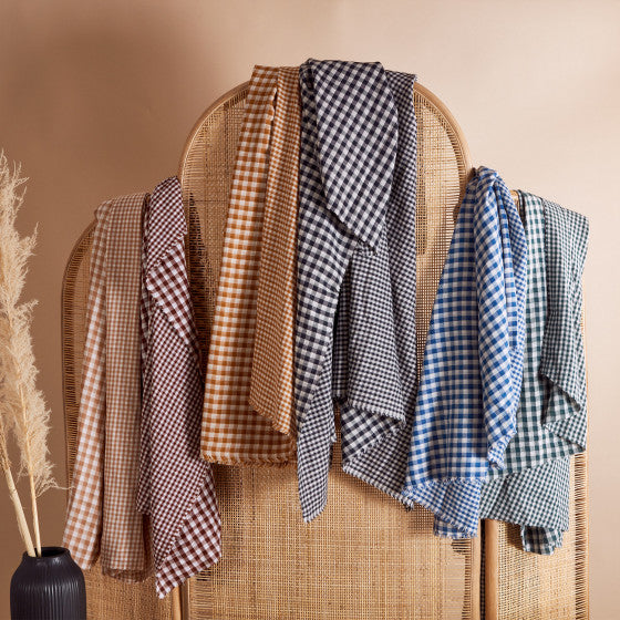 Gingham Night Gauze Fabric - Atelier Brunette - Price per 0.5 metre