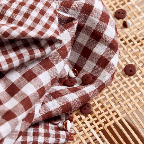 Gingham Rust Gauze Fabric - Atelier Brunette - Price per 0.5 metre