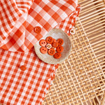 Gingham Off-White Tangerine Gauze Fabric - Atelier Brunette - Price per 0.5 metre
