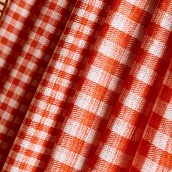 Gingham Off-White Tangerine Gauze Fabric - Atelier Brunette - Price per 0.5 metre