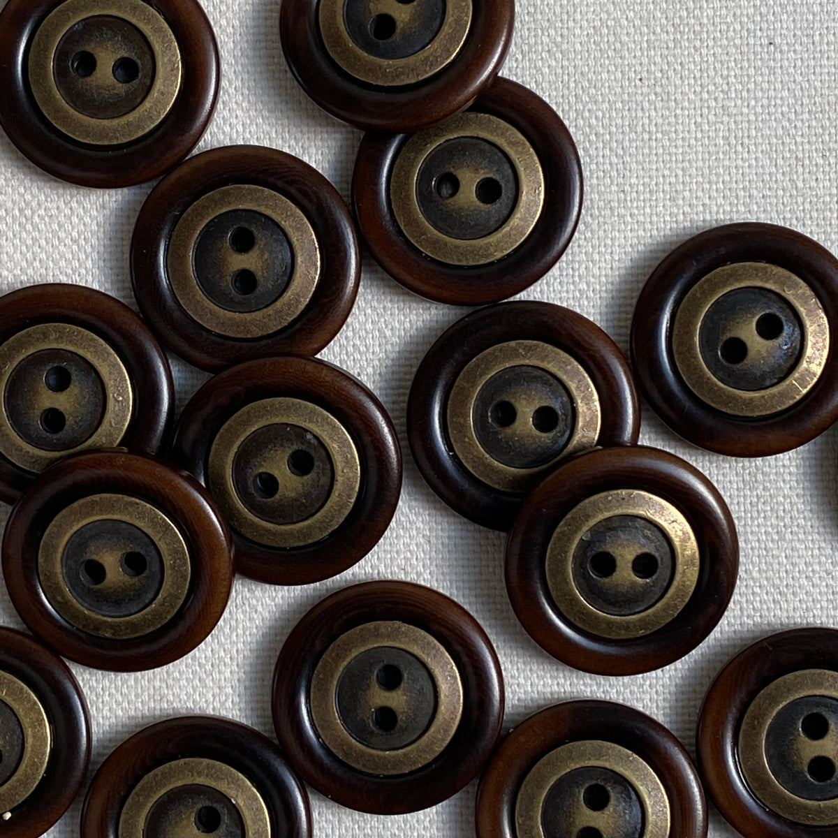 Corozo Button - Brown / Brass (23mm)
