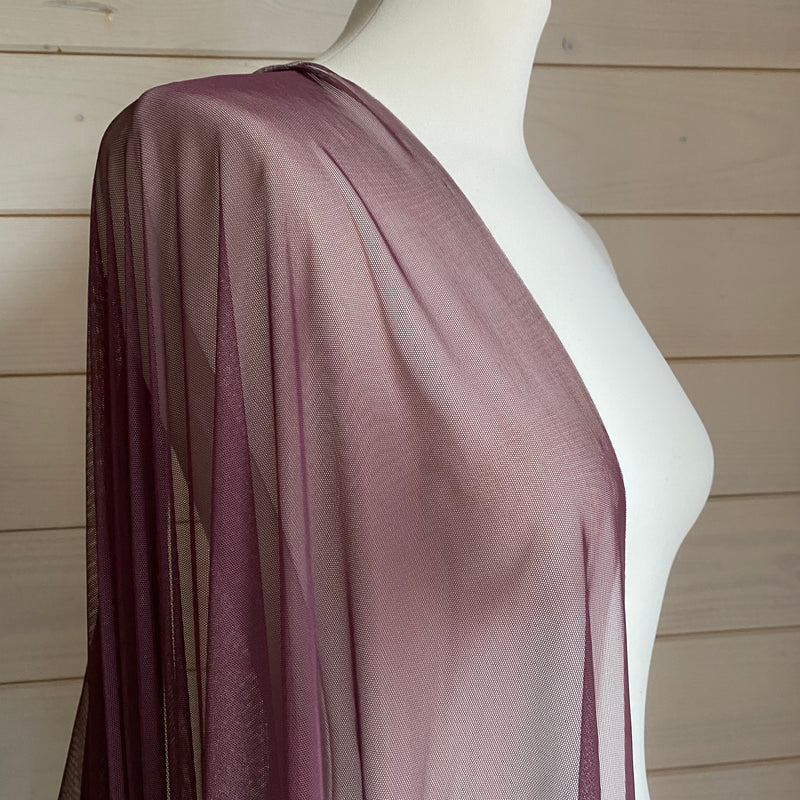 Recycled Stretch Mesh / Powernet with ROICA™ EF - Merlot - 0.5 metre