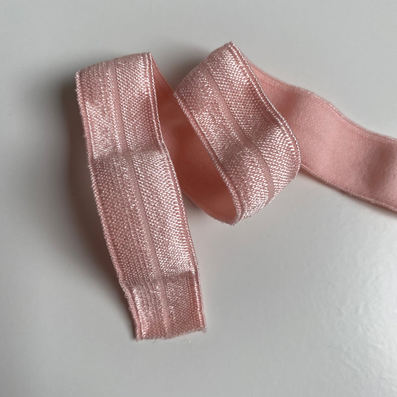 15mm Fold Over Elastic - Pale Pink