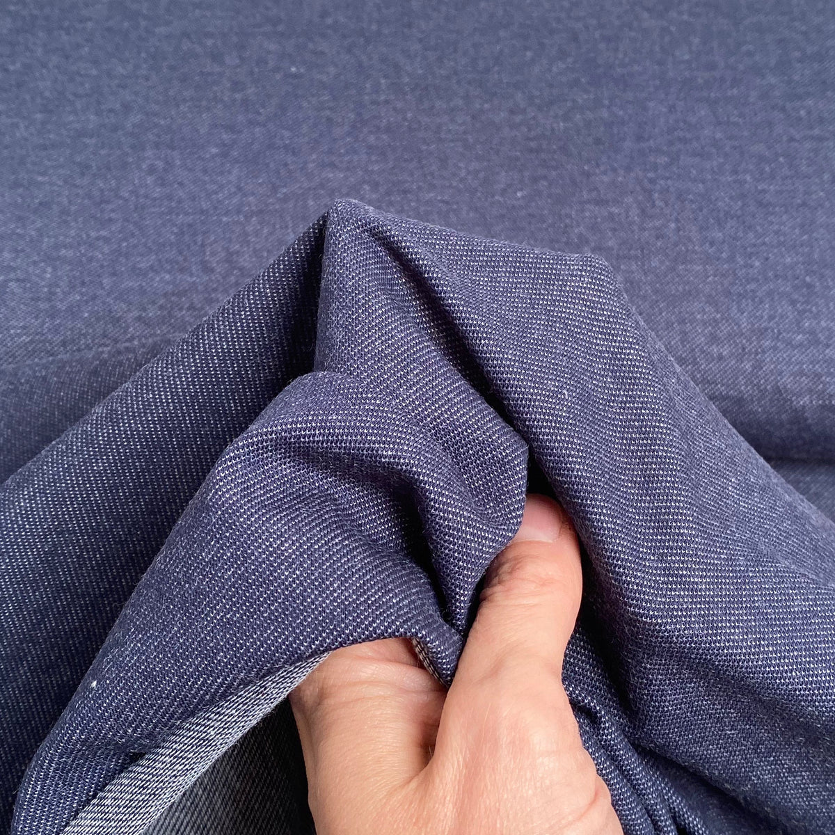 Organic Denim Look Stretch Fabric - Marine - 0.5 metre