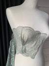 Stretch Lace with ROICA™ EF - Art Deco, Sage Green - 18cm wide