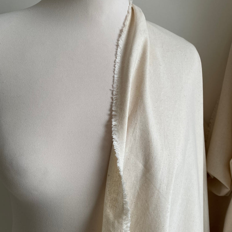 Organic Cotton Broadcloth Calico Fabric - natural, unfinished - 0.5 metre