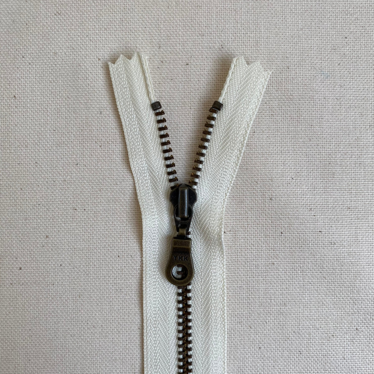 YKK No. 5 Antique Brass Metal Zip with NATULON® Recycled Tape - Closed End - VANILLA