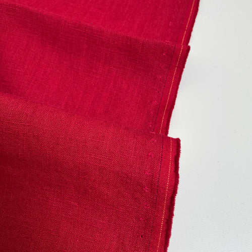 Enzyme Washed Linen - Cherry Red - 0.5 metre