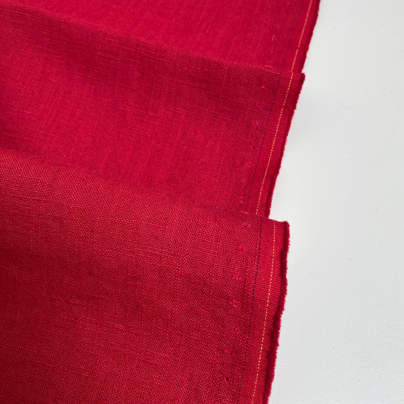 Enzyme Washed Linen - Cherry Red - 0.5 metre