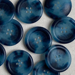 Recycled Fort Horn Button - Blue White Melange (28mm)