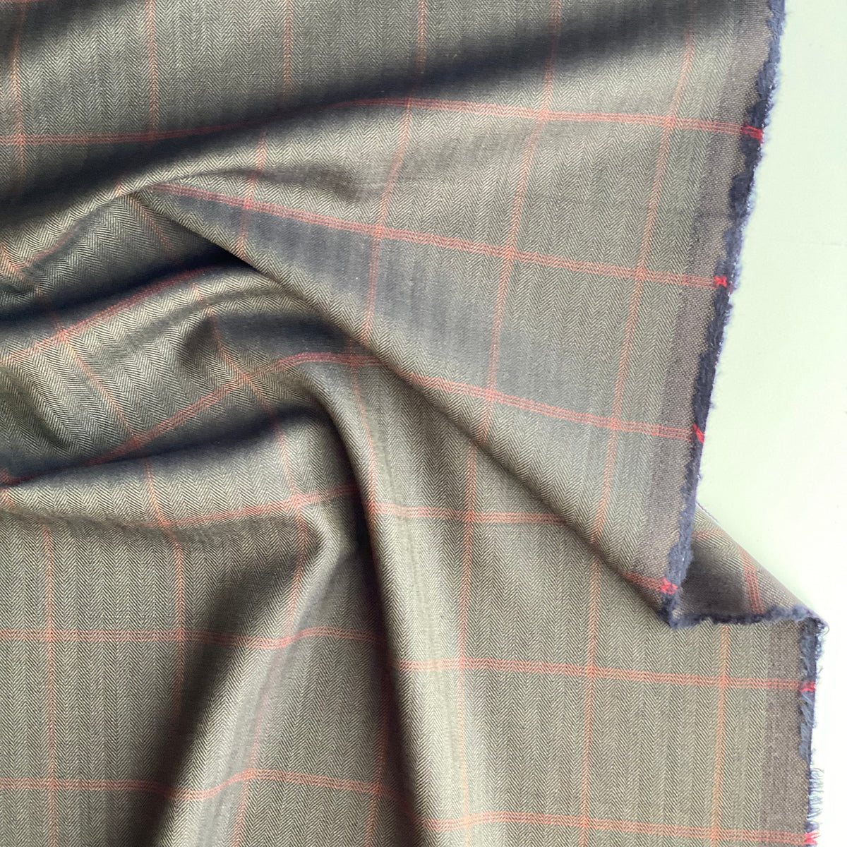 Windowpane Wool Stretch Suiting Ex-Designer Fabric - Priced per 0.5 metre