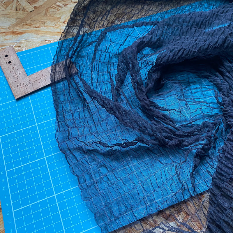Recycled Tulle Plissé - Black - 0.5 metre