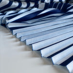 Pleated Ex-Designer Deadstock Fabric - White/Blue - 0.5 metre