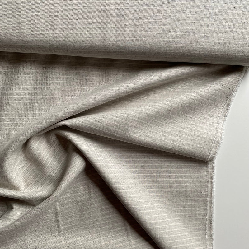 Organic Cotton Fabric - Light Grey / Stripes - 0.5 metre