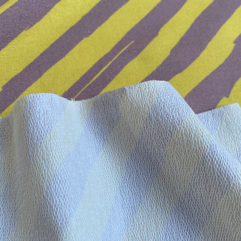 French Terry (looped back) - Lemon Candy Cane - 0.5 metre