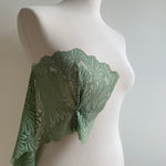 Stretch Lace with ROICA™ EF - Floral Design, Seaspray Green - 19.5cm wide
