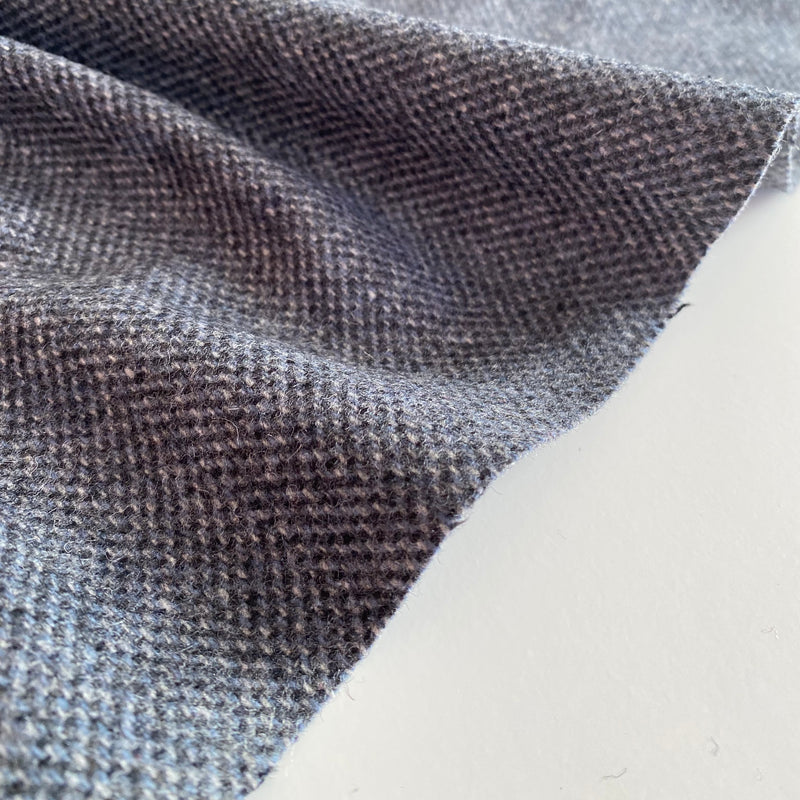Herringbone Tweed Deadstock Fabric - Blue Grey - Priced per 0.5 metre