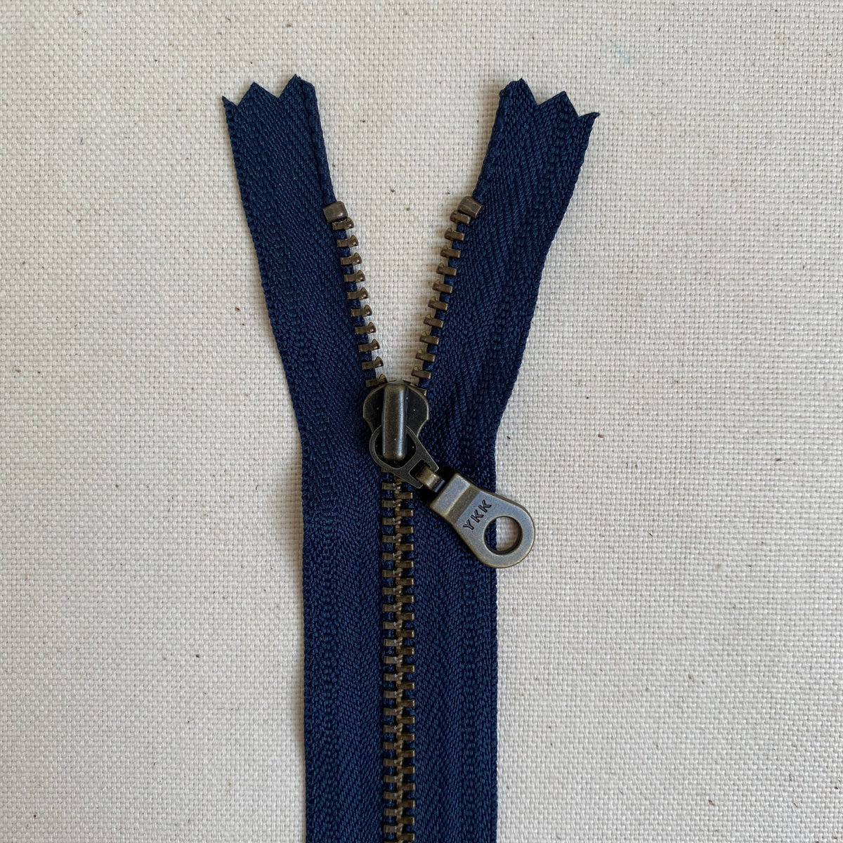 YKK No. 5 Antique Brass Metal Zip with NATULON® Recycled Tape - Closed End - ATLANTIC BLUE