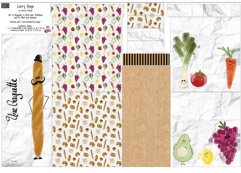 Fruit and Veg Shopping Bag Fabric Panel