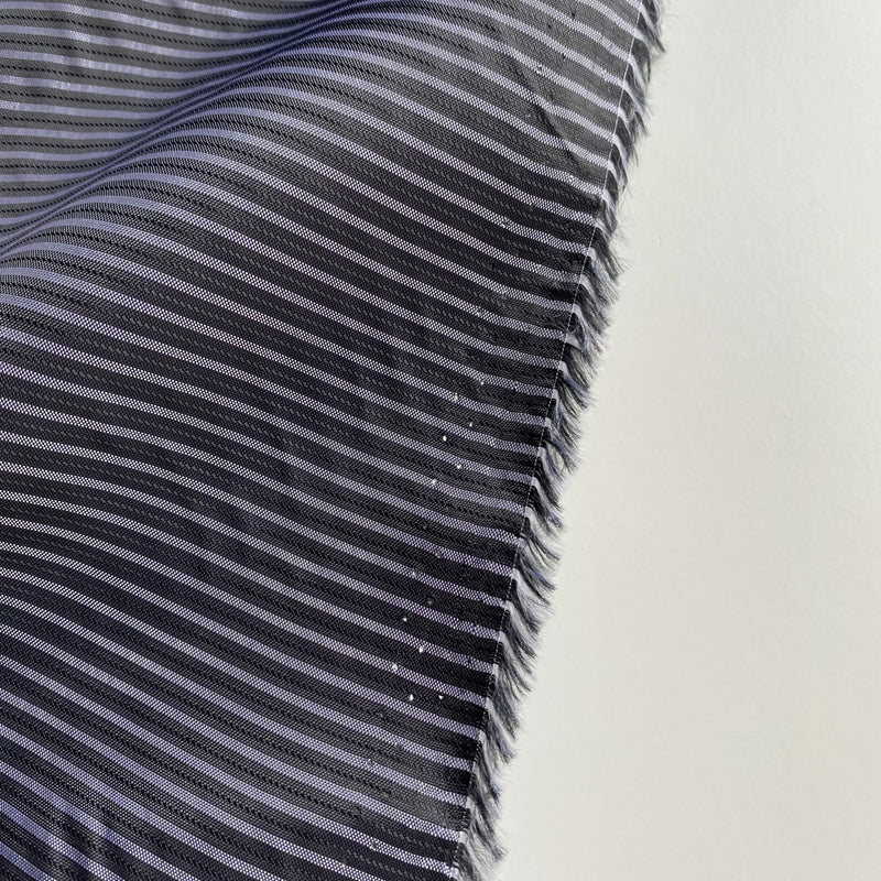 Cupro Viscose Lining Fabric - Black/Grey Stripes - 0.5 metre