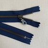 **MULTIPACK** YKK No. 5 Antique Brass Metal Zip with NATULON® Recycled Tape - Closed End - ATLANTIC BLUE