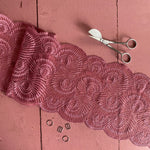 Stretch Lace with ROICA™ EF - Art Deco, Dusky Rose - 18cm wide