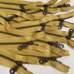 YKK No. 3 Antique Brass Metal Zip with NATULON® Recycled Tape - Closed End - MUSTARD
